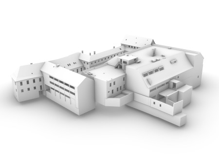 3D Gebäudemodell (BIM) von einem historischen Einkaufszentrum in Deutschland