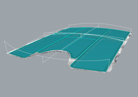 3D Modell mit Darstellung von Krümmungen der Verglasung