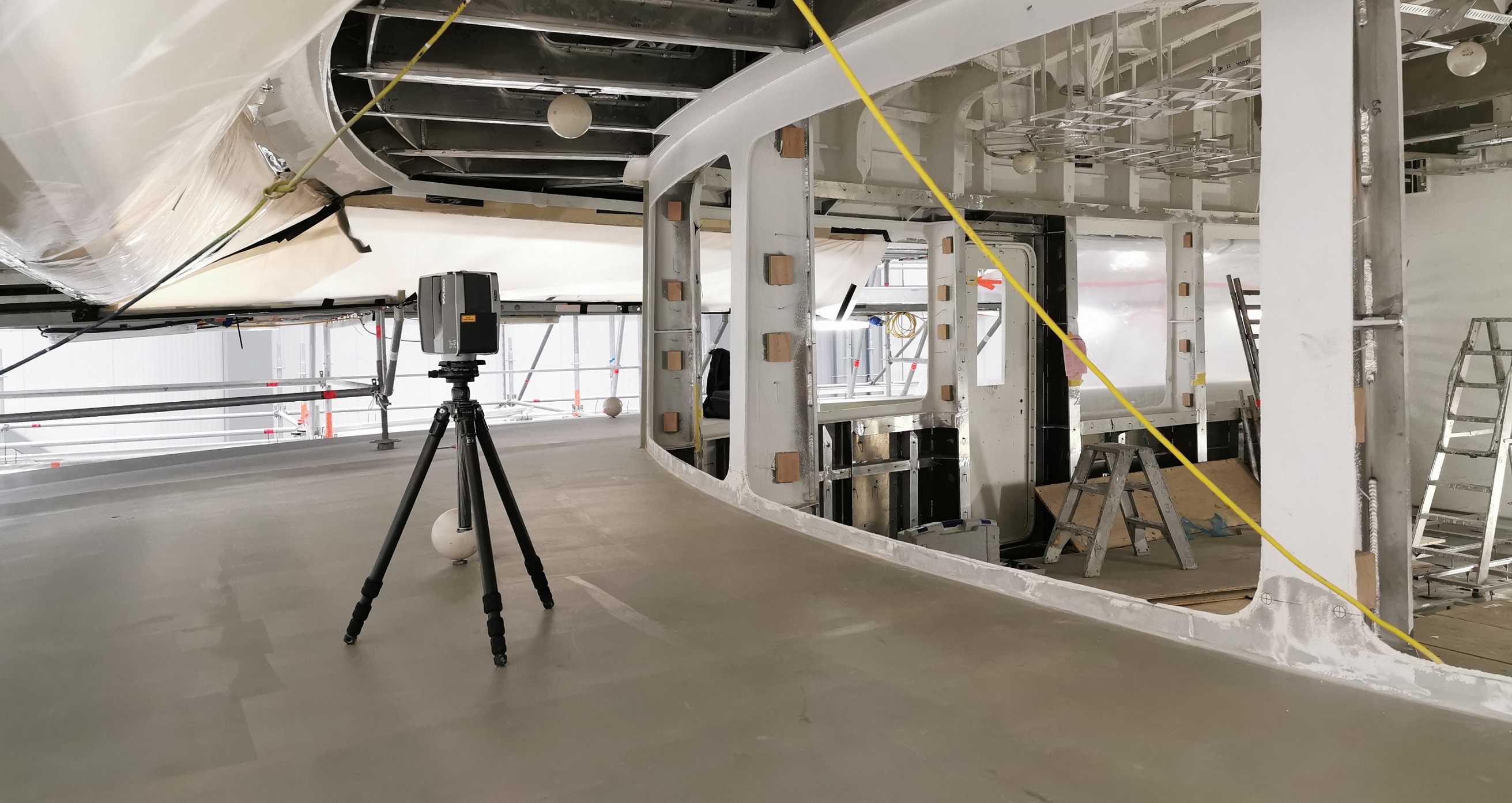 3D Laserscanning auf einem Schiff 3D Vermessung von einem wheelhouse auf einer Werft